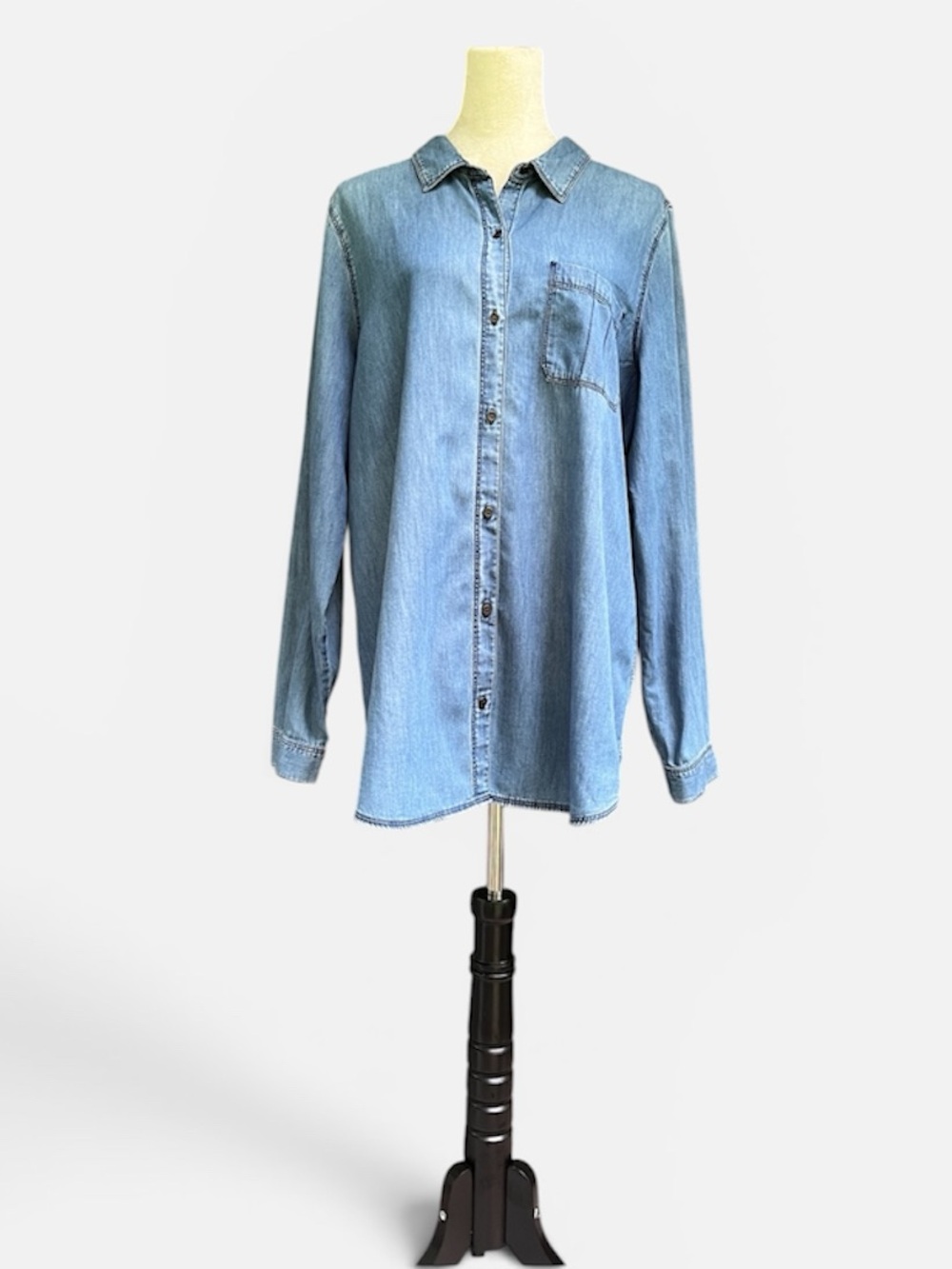 J Jill Denim Button Front Top in Blue Size XLT